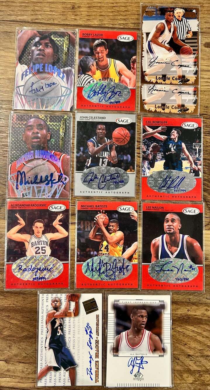 Assorted 1999 SAGE Autograph Basketball Trading Cards Lot of 10